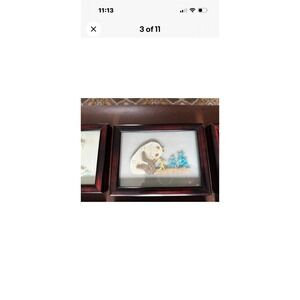 et of 6 MCM Chinese Panda Animal Shadowbox Paper/Cork Gallery Wall Chinoiserie